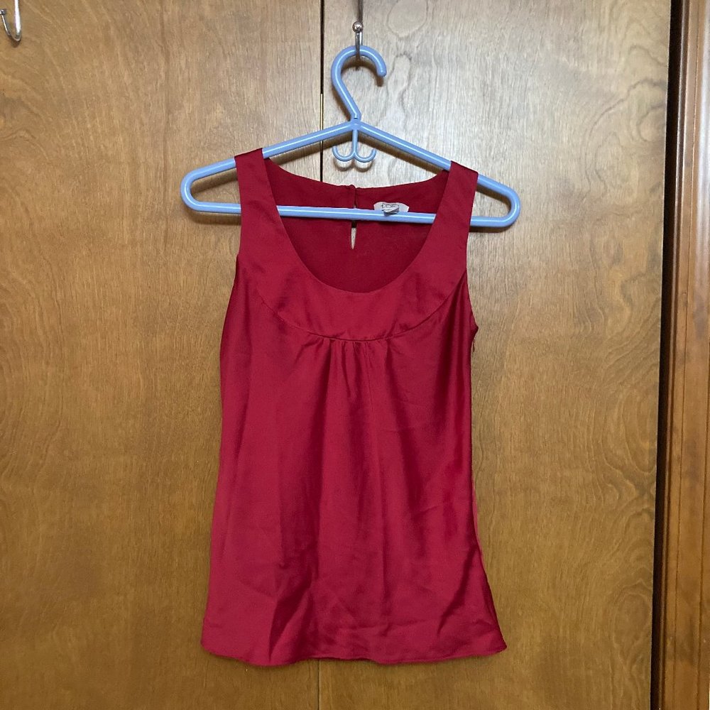 ANN TAYLOR LOFT Sleeveless Satin Shell / Tank Scoop Neck Top  -  Size 0